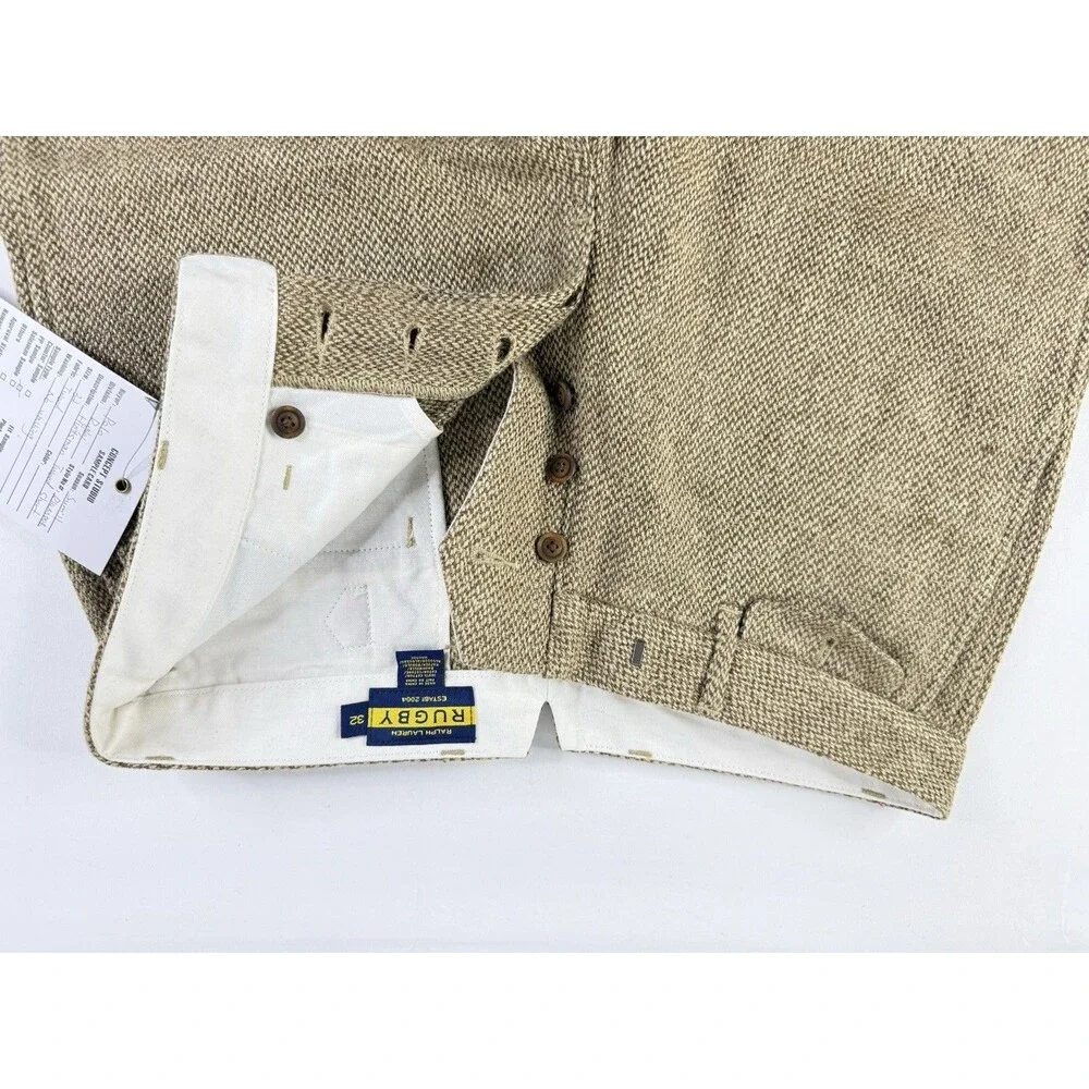 RARE Rugby Ralph Lauren Shorts Tweed Button Zip 32 NEW SAMPLE WITH TAG